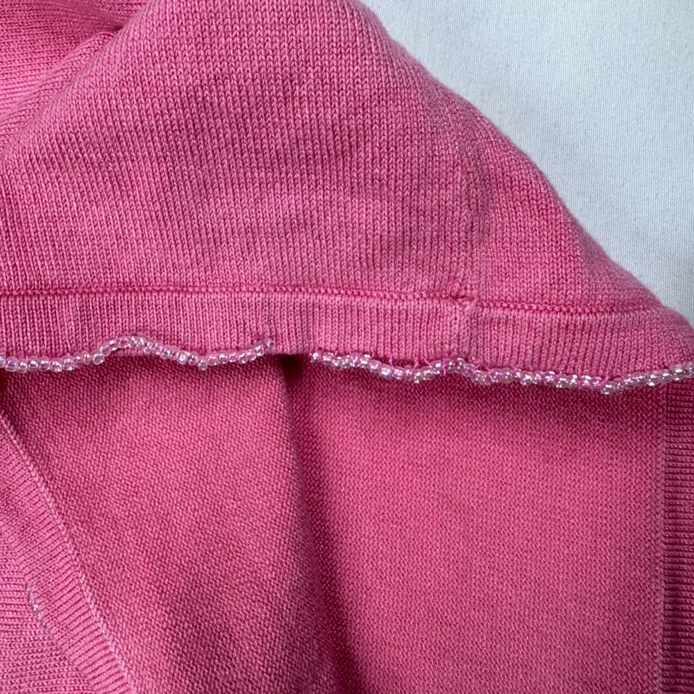 Vtg Michael Simon Sweater S Pink Silk Blend Bunny Rabbit Beaded Easter Y2K READ - Picture 11 of 13